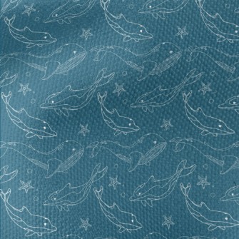 Whale Dolphin Line Illustratio Waterproof Canvas