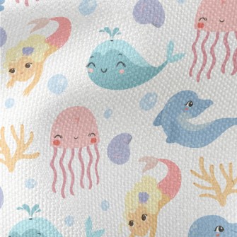 Mermaid And Happy Friends Waterproof Canvas