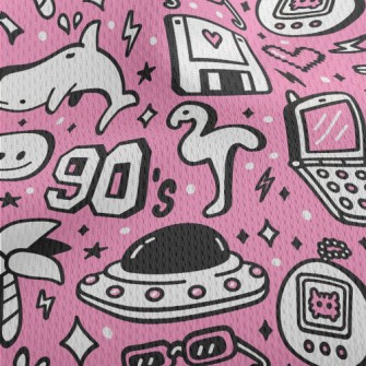 90s Retro Cartoon Pattern Athletic Mesh Flat Back