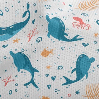 Cartoon Cute Whale Athletic Mesh Flat Back