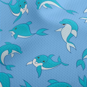 Happy Cartoon Dolphin Athletic Mesh Flat Back