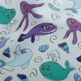 Marine Life Doodles Athletic Mesh Flat Back