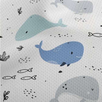 Smiling Whale Illustration Athletic Mesh Flat Back
