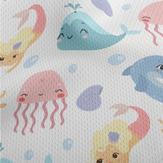 Mermaid And Happy Friends Athletic Mesh Flat Back