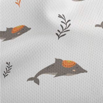 Hand Drawn Ethnic Dolphin Athletic Mesh Flat Back