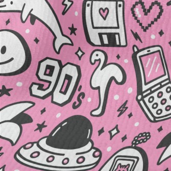 90s Retro Cartoon Pattern Terry