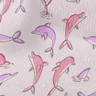 Cartoon Pink And Purple Dolphi Terry