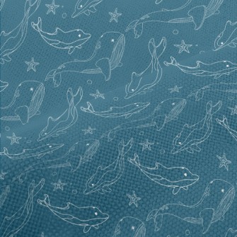 Whale Dolphin Line Illustratio Performance Linen