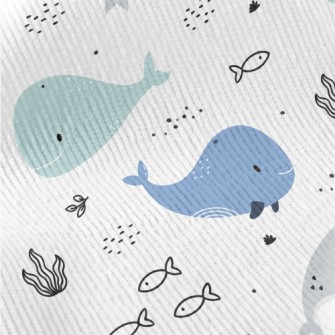 Smiling Whale Illustration Standard Corduroy