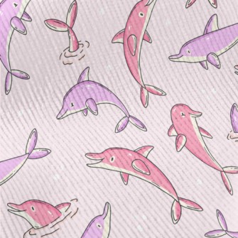 Cartoon Pink And Purple Dolphi Standard Corduroy