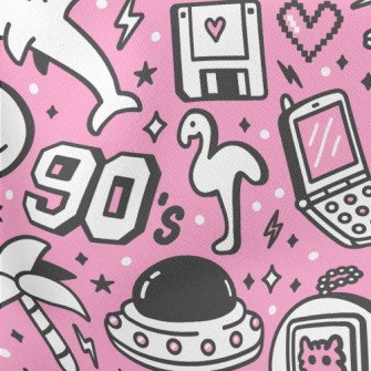 90s Retro Cartoon Pattern Stretch Ponte