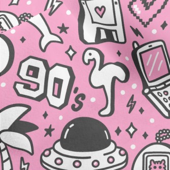 90s Retro Cartoon Pattern Micro Fleece