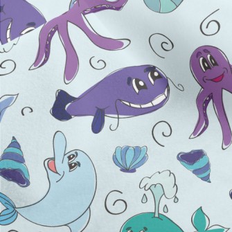 Marine Life Doodles Micro Fleece