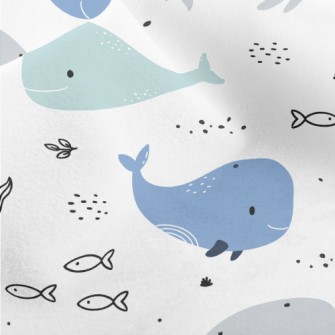 Smiling Whale Illustration Micro Fleece