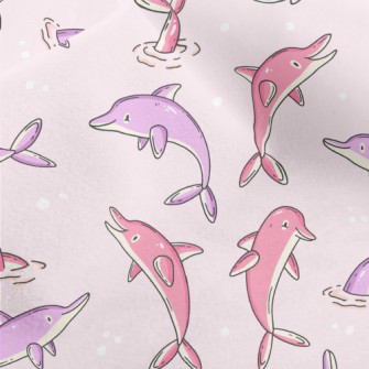 Cartoon Pink And Purple Dolphi Micro Fleece