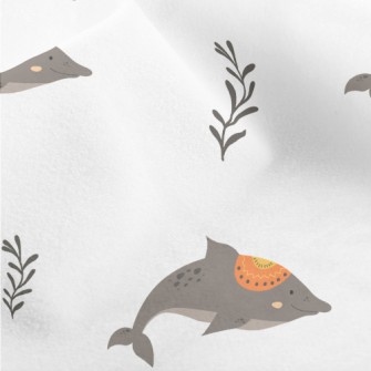 Hand Drawn Ethnic Dolphin Micro Fleece