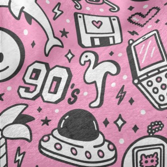 90s Retro Cartoon Pattern Minky