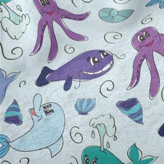 Marine Life Doodles Minky