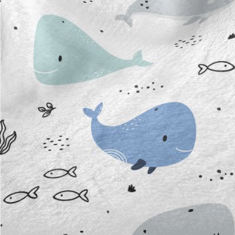 Smiling Whale Illustration Minky