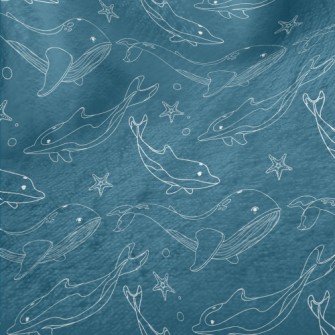 Whale Dolphin Line Illustratio Minky