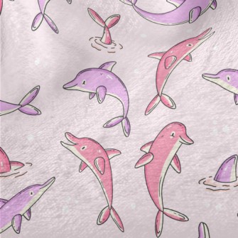 Cartoon Pink And Purple Dolphi Minky