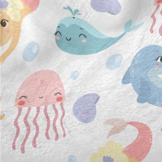 Mermaid And Happy Friends Minky