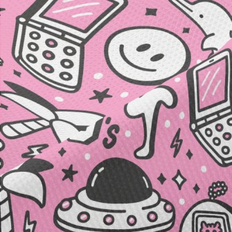 90s Retro Cartoon Pattern Piqué