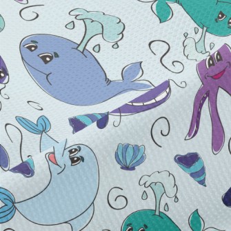 Marine Life Doodles Piqué