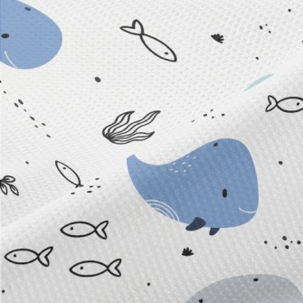 Smiling Whale Illustration Piqué
