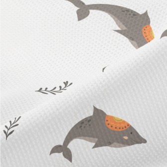 Hand Drawn Ethnic Dolphin Piqué
