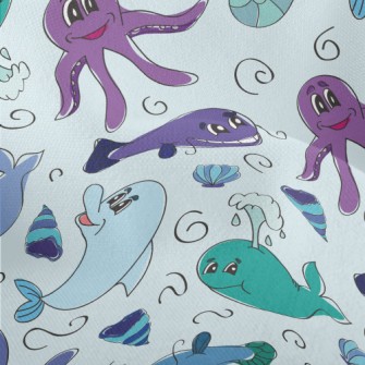 Marine Life Doodles Lightweight Performance Linen