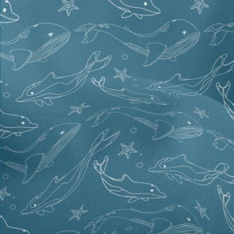 Whale Dolphin Line Illustratio Lightweight Performance Linen