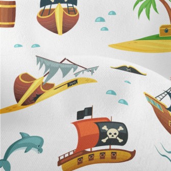 Pirate Ship Treasure Hunt Lightweight Performance Linen