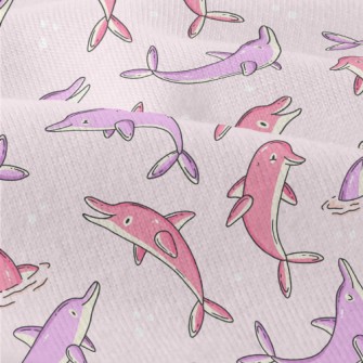 Cartoon Pink And Purple Dolphi Modern Jersey