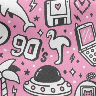 90s Retro Cartoon Pattern Jersey Backed Fleece