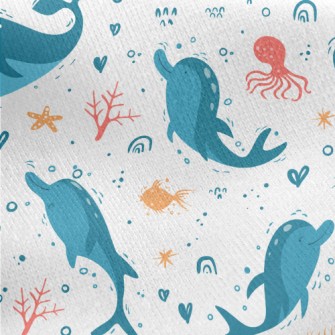 Cartoon Cute Whale Jersey Backed Fleece