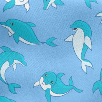 Happy Cartoon Dolphin Jersey Backed Fleece