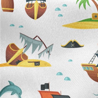 Pirate Ship Treasure Hunt Jersey Backed Fleece