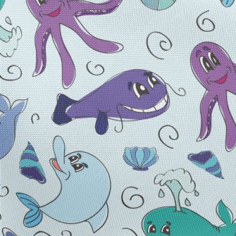 Marine Life Doodles Pongee