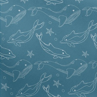 Whale Dolphin Line Illustratio Pongee