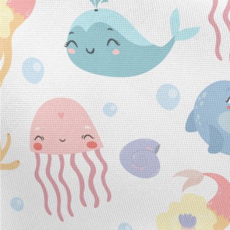 Mermaid And Happy Friends Pongee