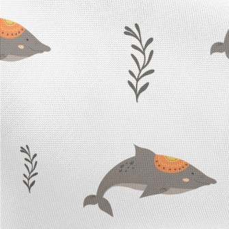 Hand Drawn Ethnic Dolphin Pongee