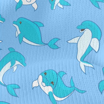 Happy Cartoon Dolphin Stretch Jersey
