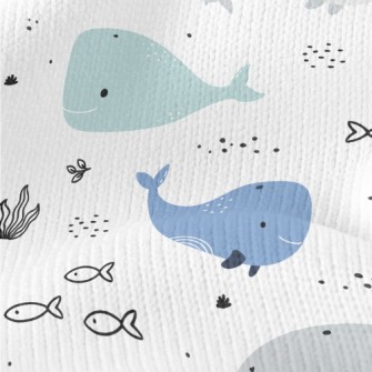 Smiling Whale Illustration Stretch Jersey