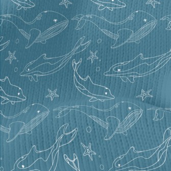 Whale Dolphin Line Illustratio Stretch Jersey