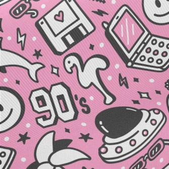 90s Retro Cartoon Pattern Midweight Cotton Poplin