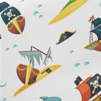 Pirate Ship Treasure Hunt Midweight Cotton Poplin