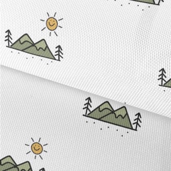 Hand Drawn Mountains And Sun Waterproof Oxford