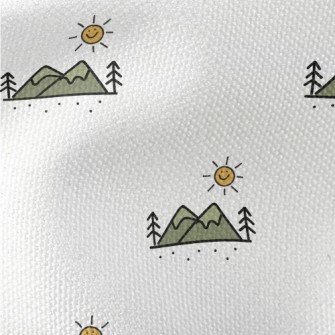 Hand Drawn Mountains And Sun Waterproof Canvas