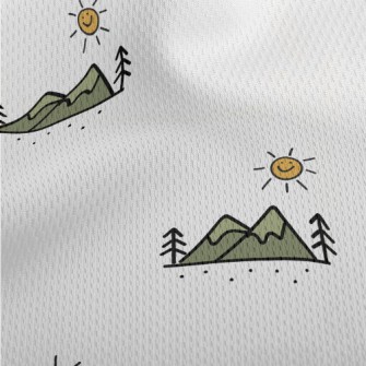 Hand Drawn Mountains And Sun Athletic Mesh Flat Back